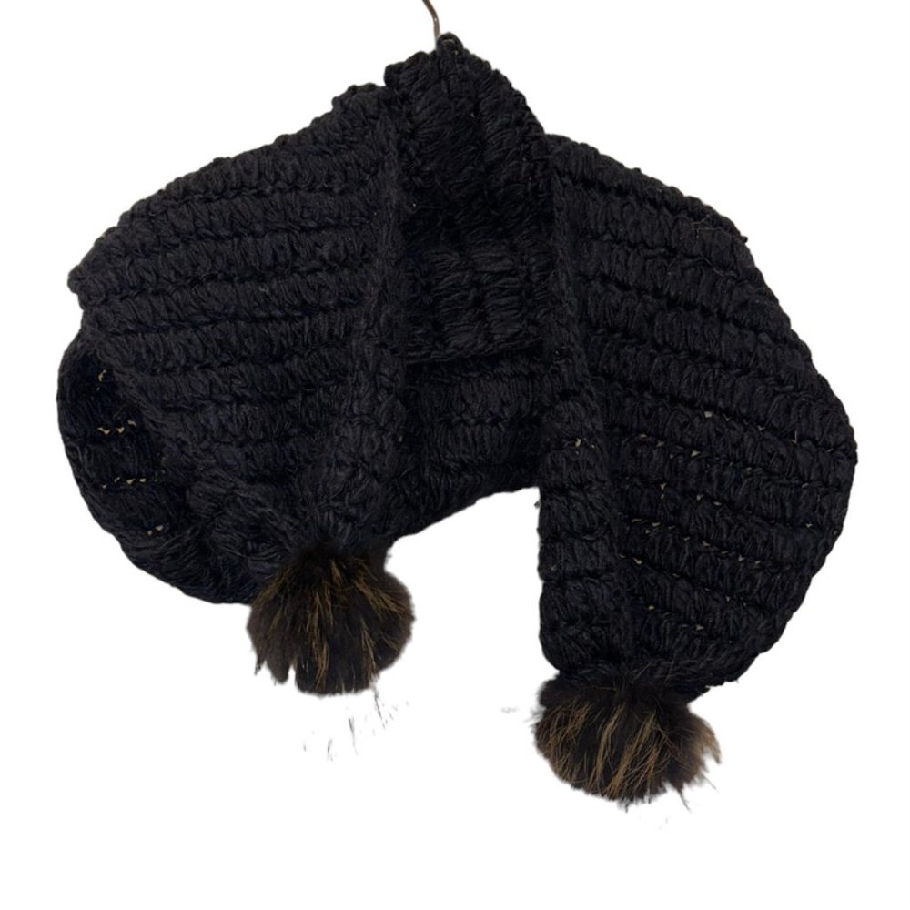 diane von furstenberg DVF navy blue real raccoon dyed fur balls extra lo…